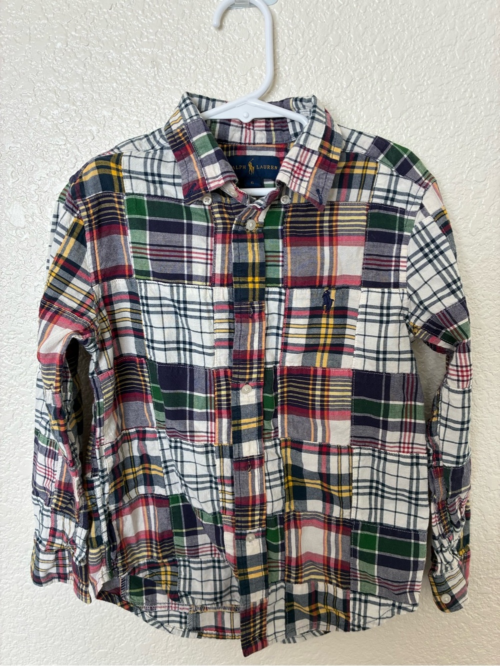 Ralph Lauren Multicolor Plaid Button-Down Shirt with Green Navy Red Yellow
